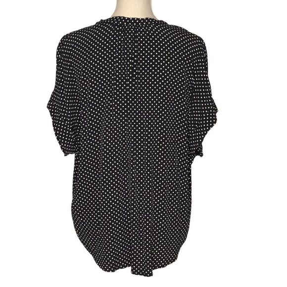 J Crew Women’s Blouse Short Sleeve Half Botton Black/White Polka Dots Size Large - Picture 4 of 9